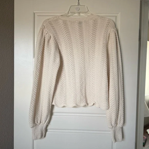 Mango Women’s Cream and White Puff Sleeve Knitted Sweater - Picture 15 of 15
